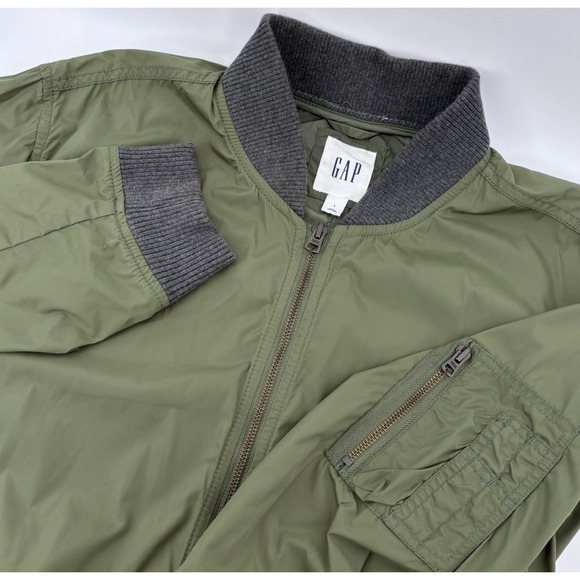 GAP Other - Gap Lightweight Bomber Jacket Army Green Y2K Aviator Nylon‎ Flight Zips Mens L